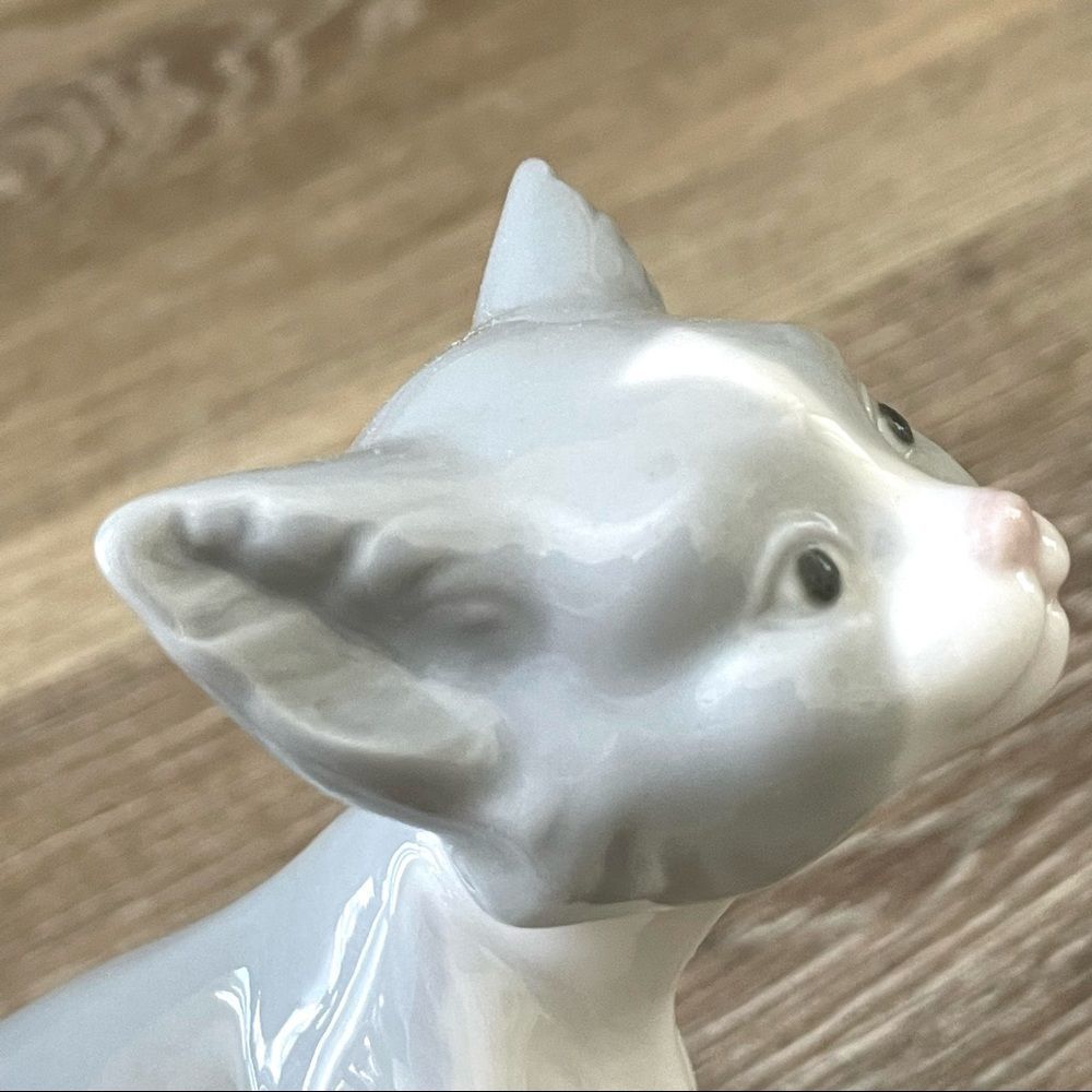Lladró Brille Gatito expectante grey cat figurine 5.113 - Picture 11 of 16